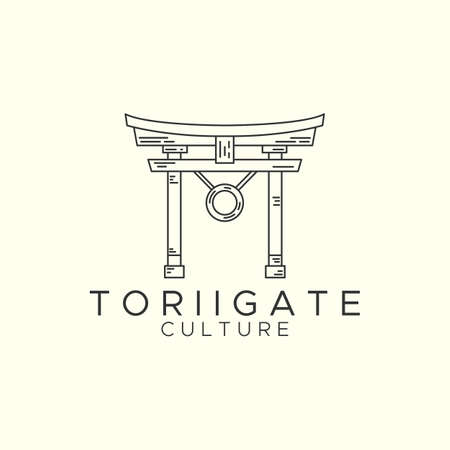 torii gate japanese minimalist line art logo icon illustration template vector designのイラスト素材
