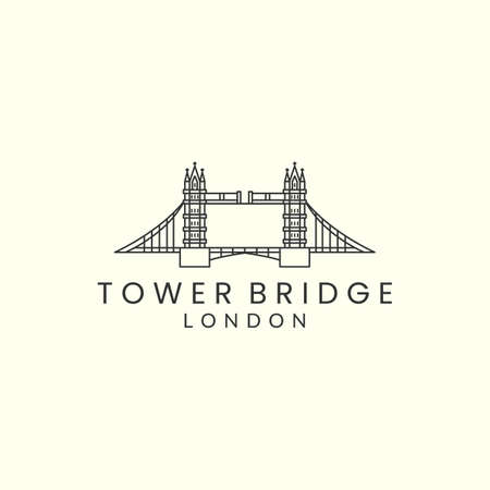 tower bridge linear style vector illustration   icon template designのイラスト素材