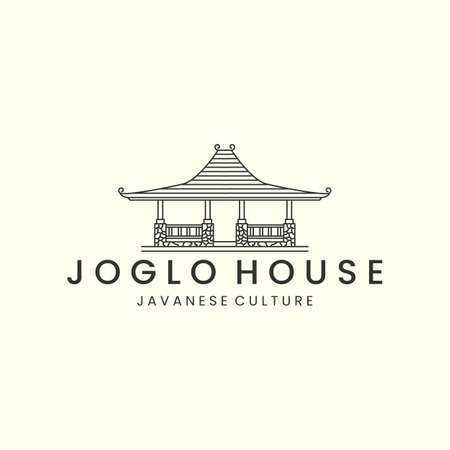 joglo house with linear style logo icon template design. home, javanese , traditional, culture, vector illustrationのイラスト素材
