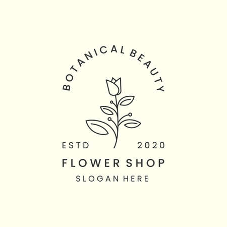 botanical beauty with line art style logo icon vector illustration. nature, floral, template designのイラスト素材