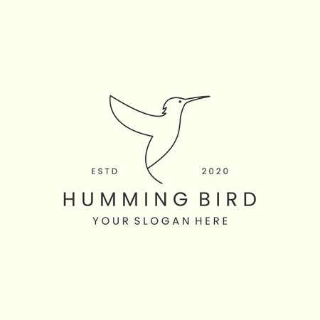 linear humming bird style logo vector icon design template illustrationのイラスト素材
