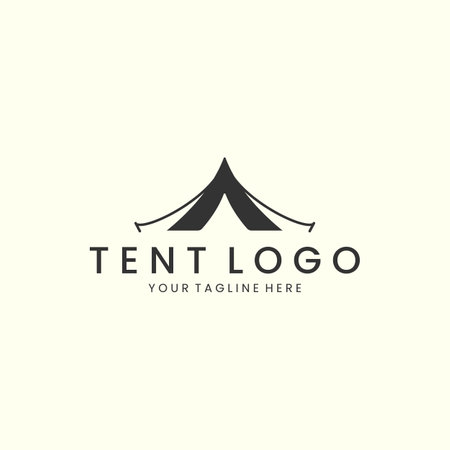 tent logo with vintage and emblem vector illustration icon template designのイラスト素材