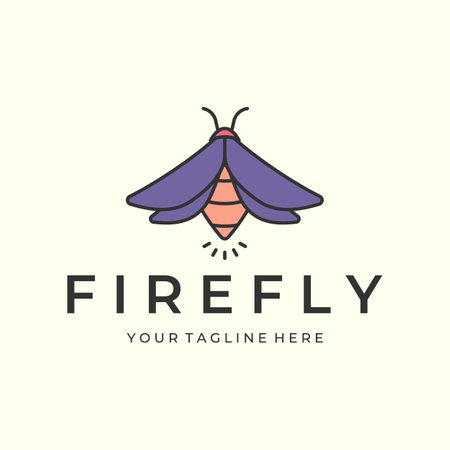 firefly or insect with line art style cartoon logo vector illustration design icon templateのイラスト素材