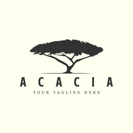 vintage acacia tree with logo vector illustration icon template designのイラスト素材