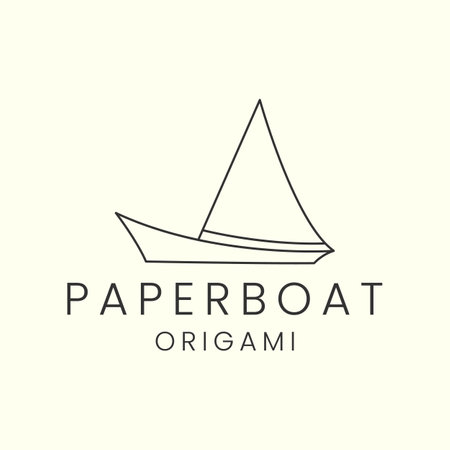 paper boat or origami with line art style logo vector icon template illustration designのイラスト素材