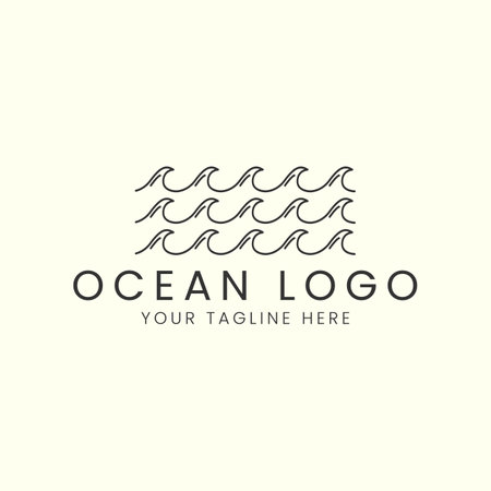linear ocean style logo vector icon template illustration design. wave water, sea, logo designのイラスト素材