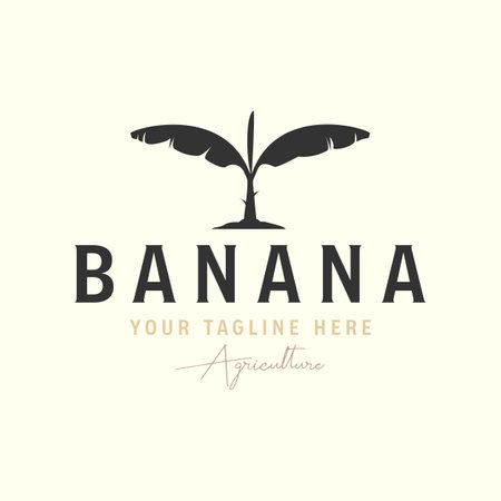 vector banana tree with vintage style logo template icon illustration designのイラスト素材
