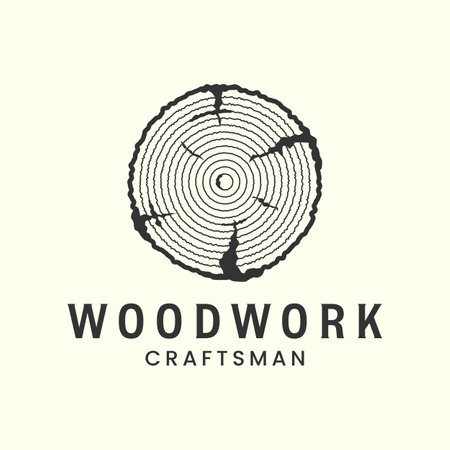 woodwork vintage logo vector template illustration design. furniture or carpentry logo conceptのイラスト素材