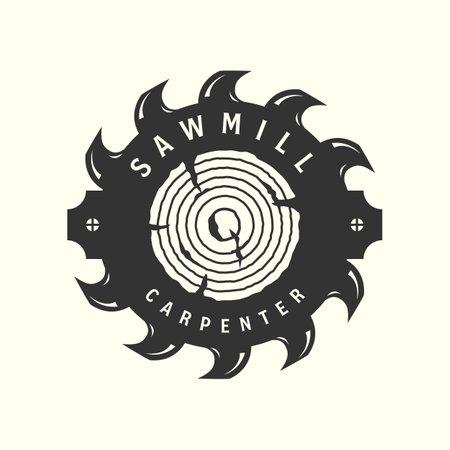 sawmill carpenter vintage logo vector template illustration designのイラスト素材