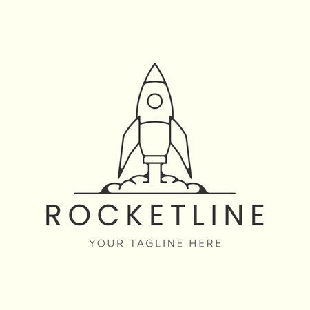 rocket line art logo vector template illustration designのイラスト素材