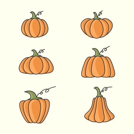 set logo pumpkin vintage color vector icon template illustration designのイラスト素材