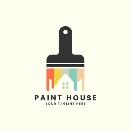house paint vintage vector style logo icon template illustration design, painting services logoのイラスト素材