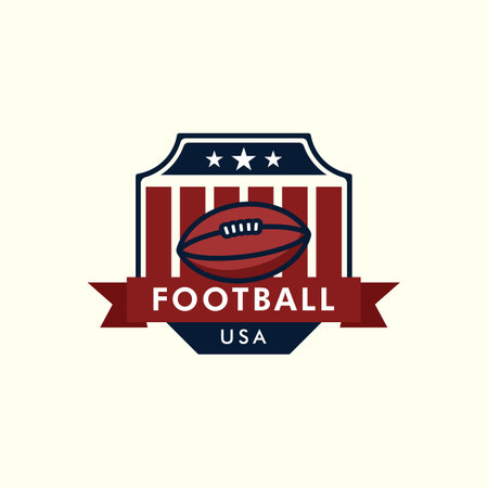 american football vintage style logo with emblem vector template illustration designのイラスト素材