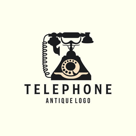 telephone antique vintage style logo vector template illustration designのイラスト素材