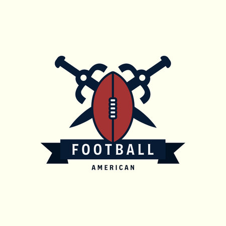 vector american football vintage logo with sword template illustration designのイラスト素材