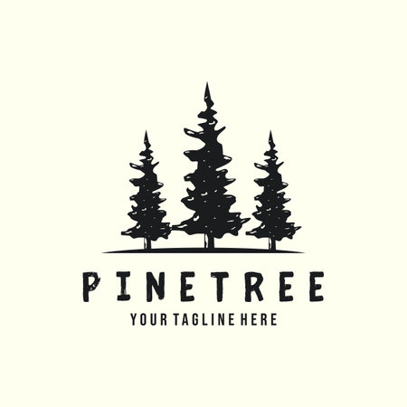 pine tree vintage style logo vector template illustration designのイラスト素材