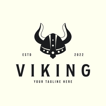 helmet viking vintage style logo vector template illustration designのイラスト素材