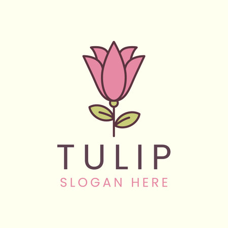 vector tulip flower color vintage style logo minimalist template illustration designのイラスト素材