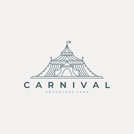 circus tent line art logo vector illustration template design. carnival icon designのイラスト素材