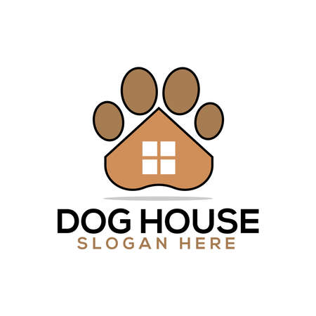 dog house paw logo design modern vector template iconのイラスト素材