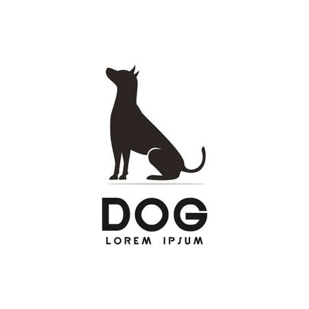 sitting dog logo design vector template silhouette iconのイラスト素材