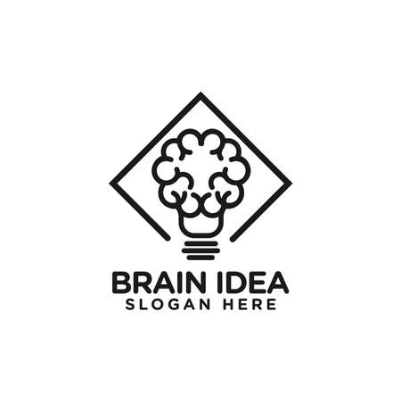 brain logo design with idea concept brain storm illustration icon symbolのイラスト素材