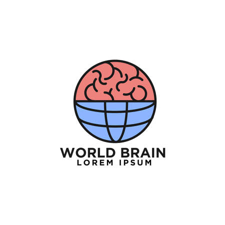 world brain logo design illustration vector icon symbol modernのイラスト素材