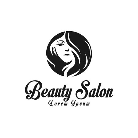 beautiful woman face logo in circle,beauty salon logo,feminine,face woman illustration modern vector templateのイラスト素材