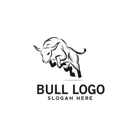 bull logo jumping illustration design template vectorのイラスト素材