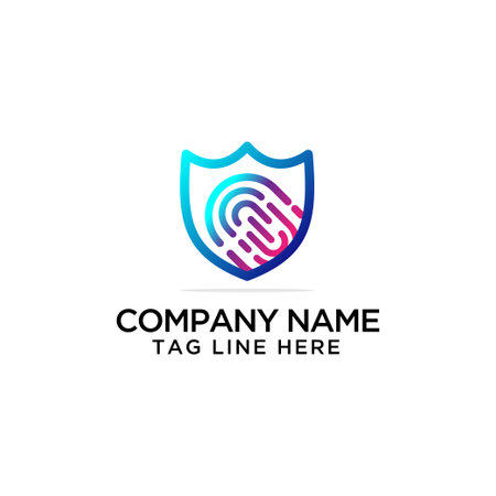 shield and fingerprint logo design concept idea modern vector illustrationのイラスト素材