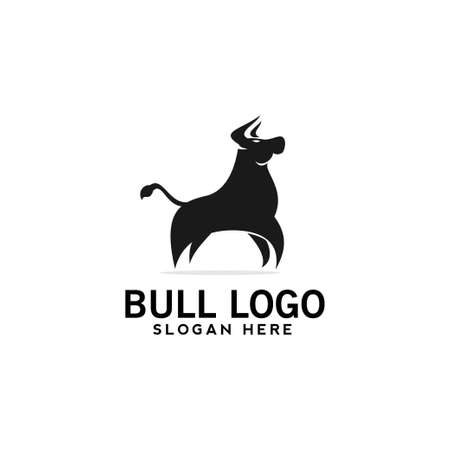 bull stand logo illustration design simple modern vector template silhouetteのイラスト素材