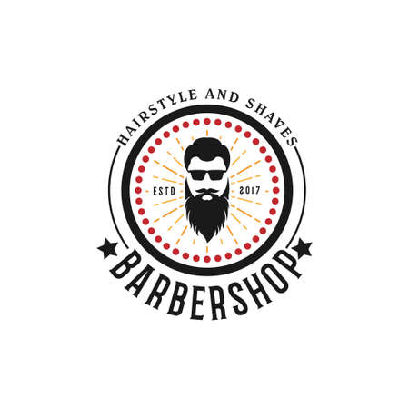 vintage barbershop logo for hairdressing salon vector templateのイラスト素材
