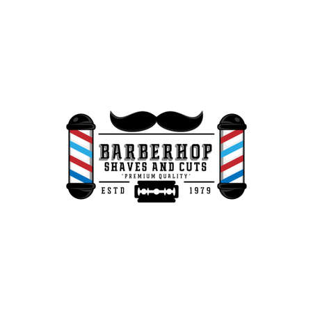 barbershop logo design modern,labels,icon,barber lights logo vectorのイラスト素材