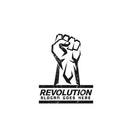abstract Raised fist symbol in grunge style,fight logo,icon,revolution,protest,give up,strength,icon vector templateのイラスト素材
