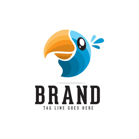 modern bird logo design, blue bird,parrot logo, vector ,icon, mascot, templateのイラスト素材