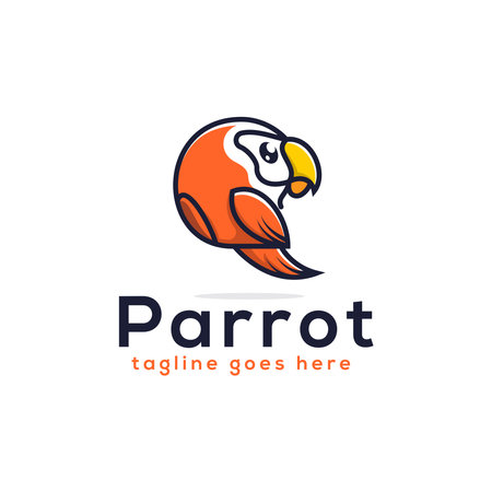 best parrot logo design inspiration, modern bird logo with colorful preview, vector bird,cartoon, templateのイラスト素材