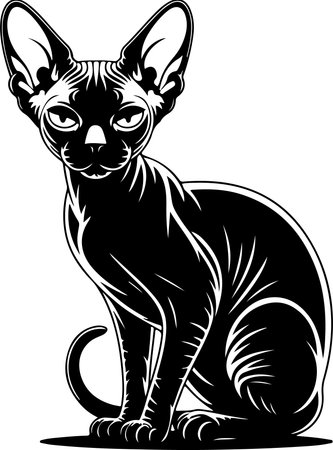 Sphynx.Cat.Vector illustration ready for vinyl cutting.のイラスト素材