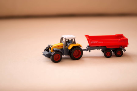 Toy tractor made of plastic.の写真素材