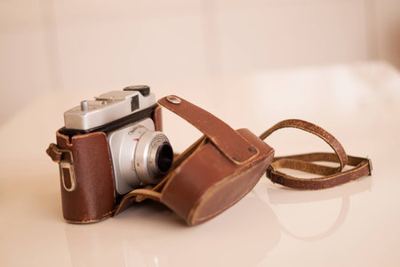 Camera with nostalgic film with case.の写真素材