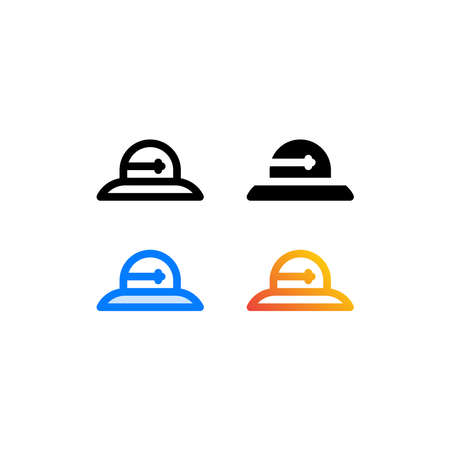 Ladies or women's hat icon, simple beach hat icon isolated on white. Elements of beach holidays. Graphic design. Signs and symbols for websites, web design, mobile app. Vector graphics illustration.のイラスト素材