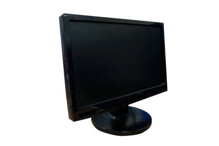 A photo of a computer monitor or Personal Computer, also known as a desktop computer. This photo is on a white backgroundの写真素材