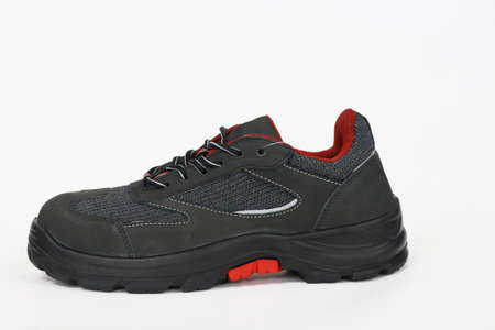 Closeup of black shoe on white backgroundの写真素材