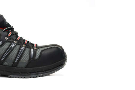 A pair of black shoes on a white background. Copy space.の写真素材