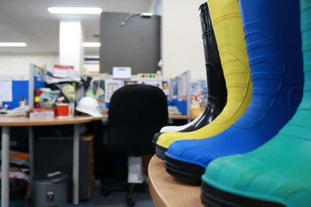 Rubber boots in the store. Rubber boots in the store.の写真素材