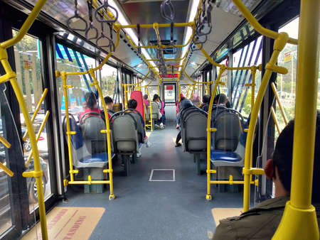 People are traveling by bus.の写真素材