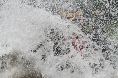 Water splashing on the road, Thailand. (Selective focus)の写真素材