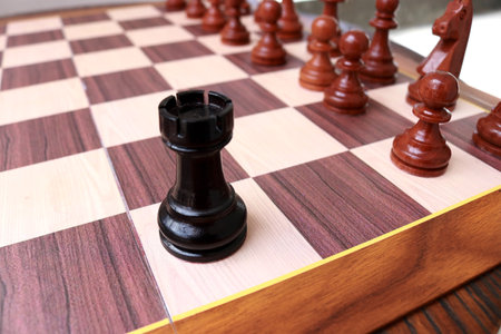 Chess objects such as pawns, kings, rooks, and horses are chess games, and the board is made up of black and white squaresの写真素材