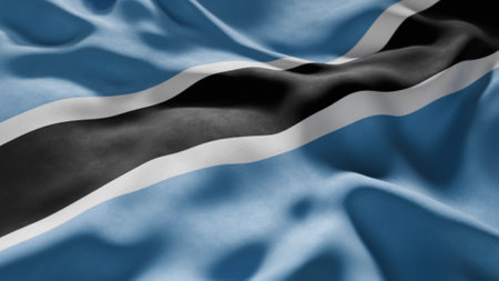 Close-up of Waving Botswana flag, suitable for patriotic designs, Independence Day celebrations, or travel materialsの写真素材