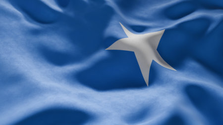 Close-up of Waving Somalia flag, suitable for patriotic designs, Independence Day celebrations, or travel materialsの写真素材