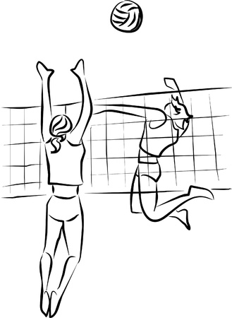 close to scoring in a game of volleyballのイラスト素材